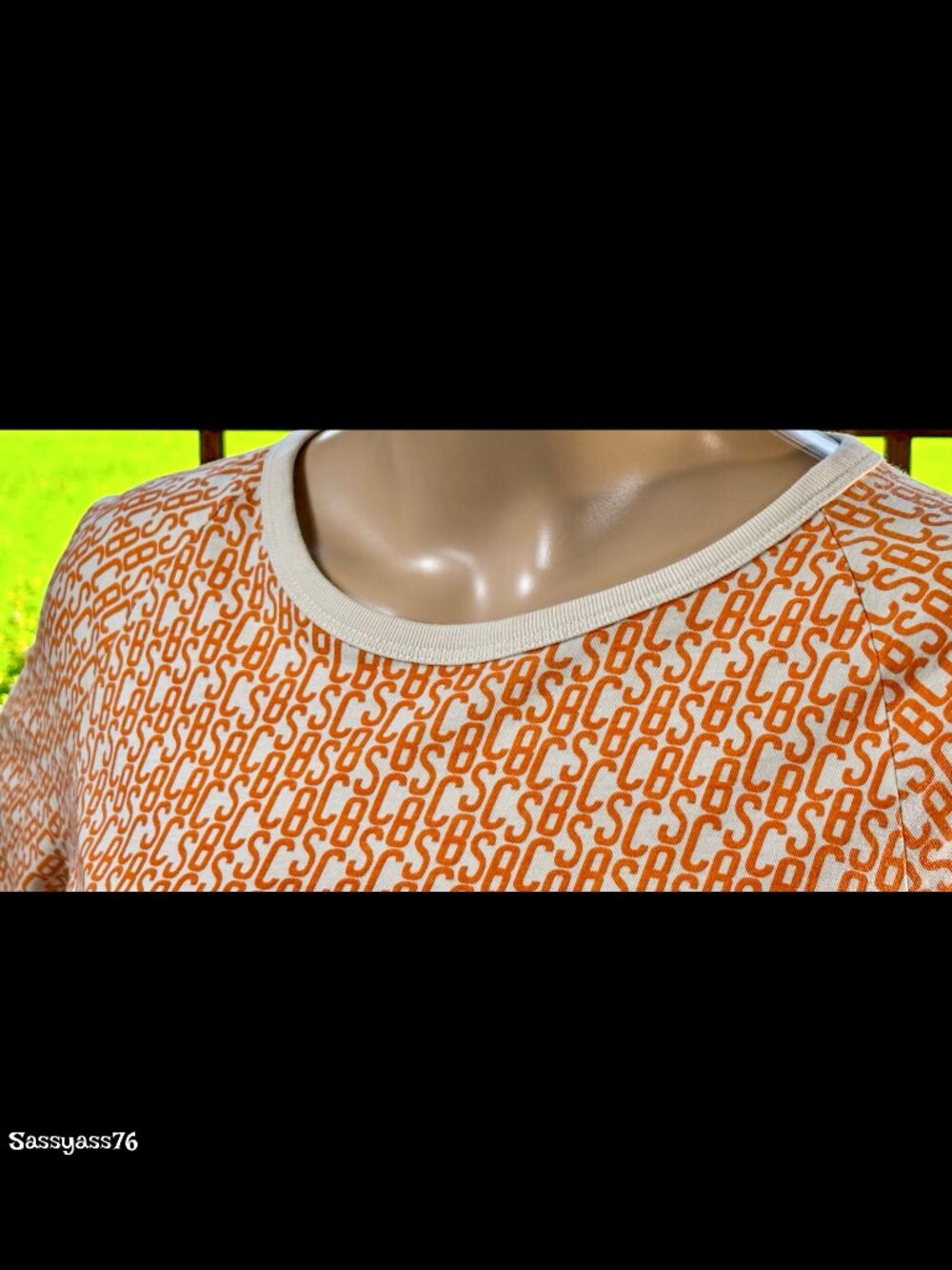 🆕SEE BY CHLOE▪️RARE Cream & Orange Monogram Long Sleeve Cotton Top - Picture 4 of 8